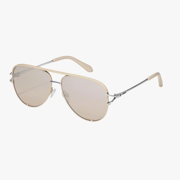 Quay Women\'s High Key Twist Silver Champagne‎ Flash Aviator Sunglasses new main image 9